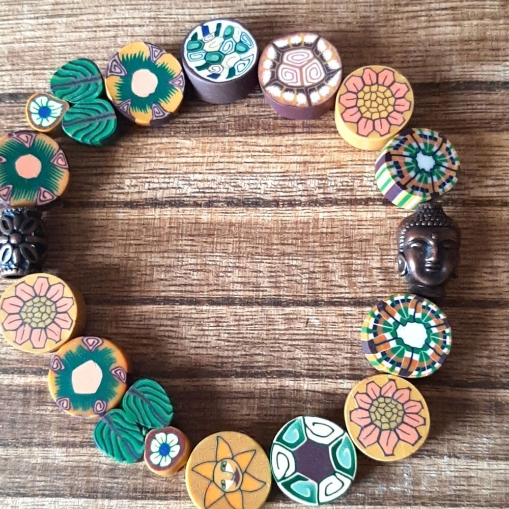 Clay Beaded Stretch Buddha Bracelet